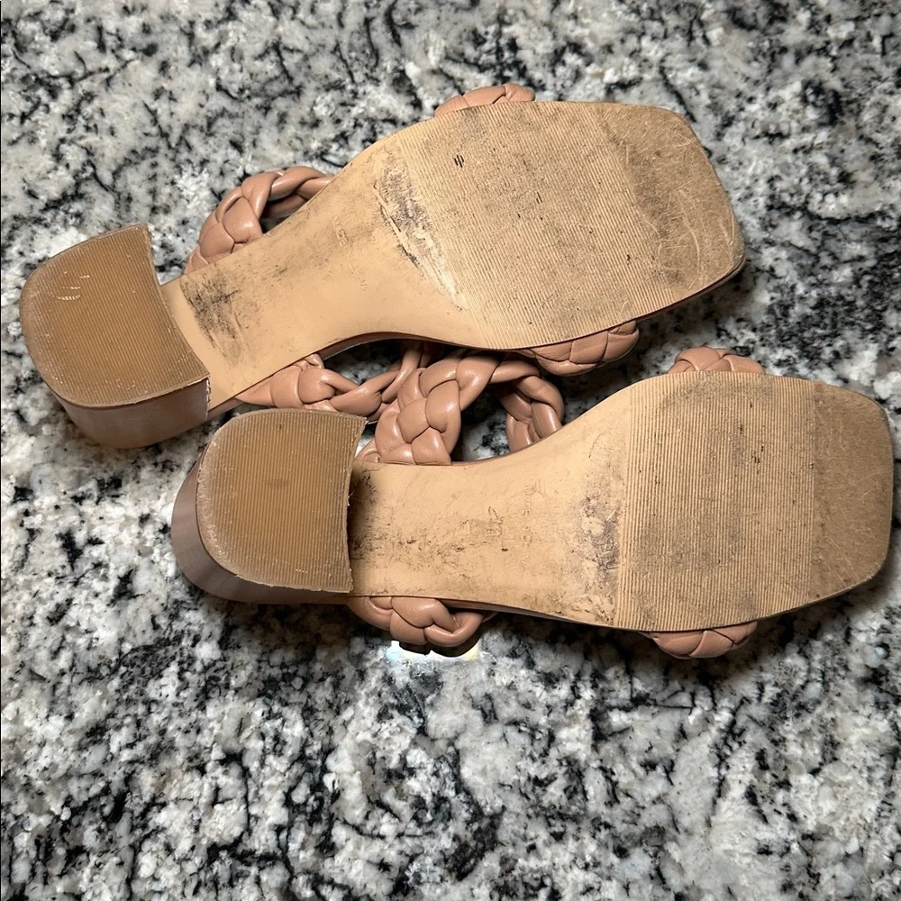 Madden Girl Dixcy Braided Cream Block Heel Sandals - 11 - Picture 5 of 10